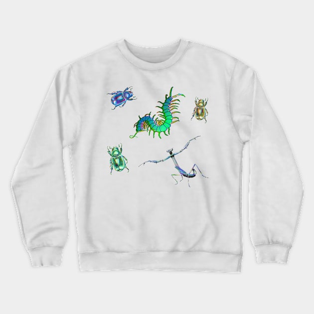 Blue and Green Bugs Pack Crewneck Sweatshirt by techno-mantis